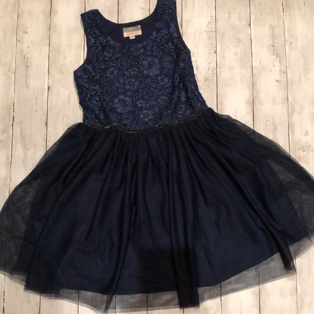Pippa & Julie navy lace and tulle party dress